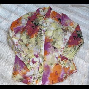 J. Crew The Perfect Shirt Faded Watercolor Flower
